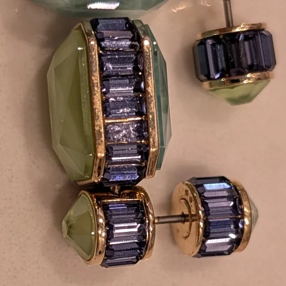 design.
Swarovski Orbita Reversible Drop Earrings - Green/ Purple/Blue - Picture 9 of 10